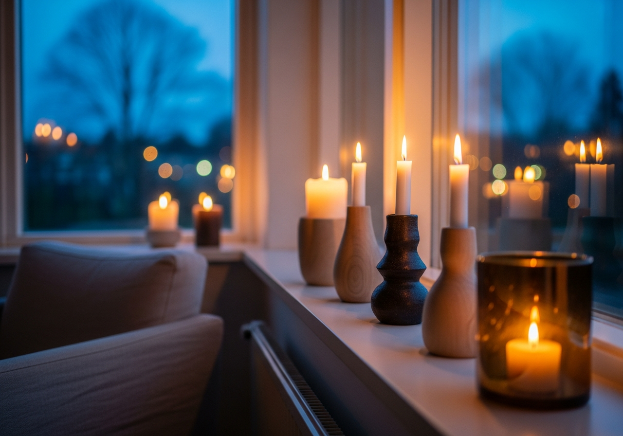 Атмосфера с декоративными свечными подсвечниками ручной работы